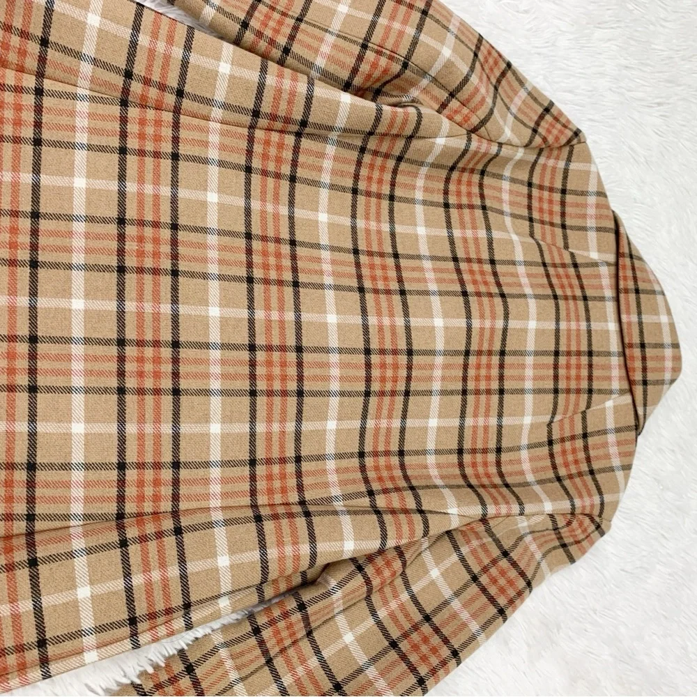 Tory Burch wool blend plaid double‎ breasted coat
